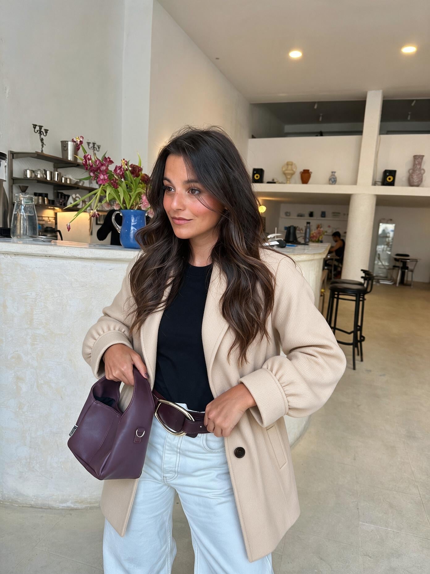 velmara-gen · cappotto lungo-taglio-pulito-beige · unico · frontale · 4