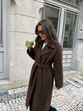 velmara-gen · cappotto lungo dritto con cintura removibile · Caffè · frontale · 1