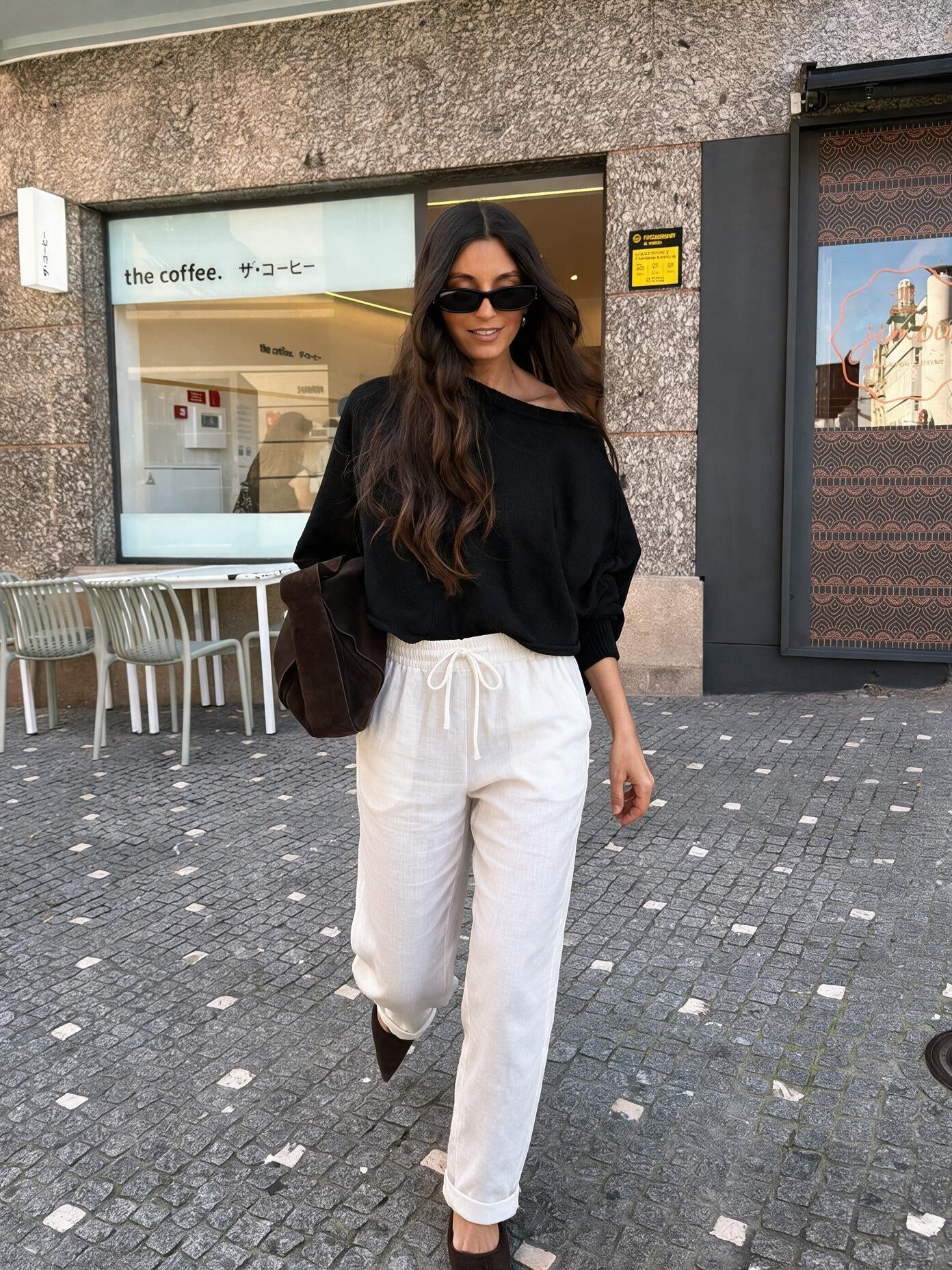 velmara-gen · pantaloni di lino a vita alta · Bianco · frontale · 1