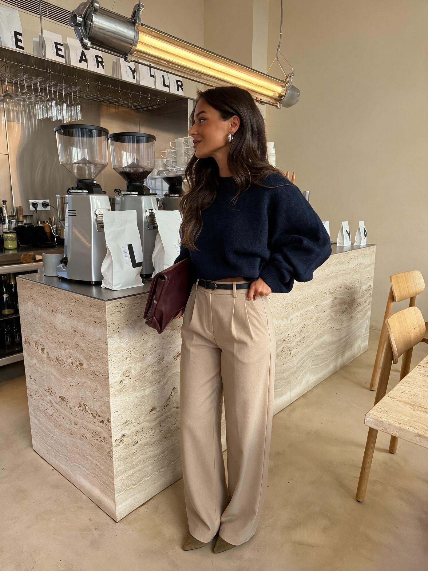 velmara-gen · pantaloni a gamba larga · Beige · frontale · 1