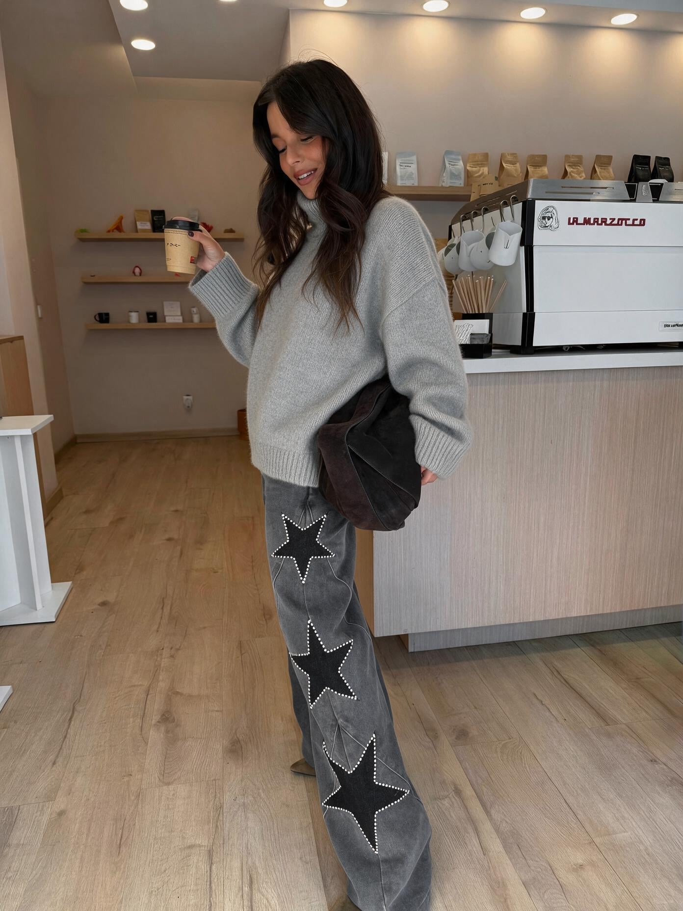 velmara-gen · maglione dolcevita effetto morbido cashmere · Grigio · frontale · 1