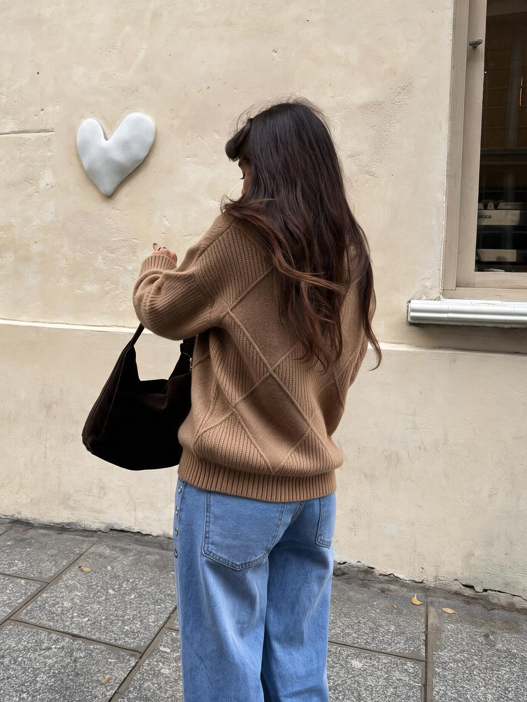 velmara-gen · maglione a collo alto in morbida maglia · Caffè · retro · 3