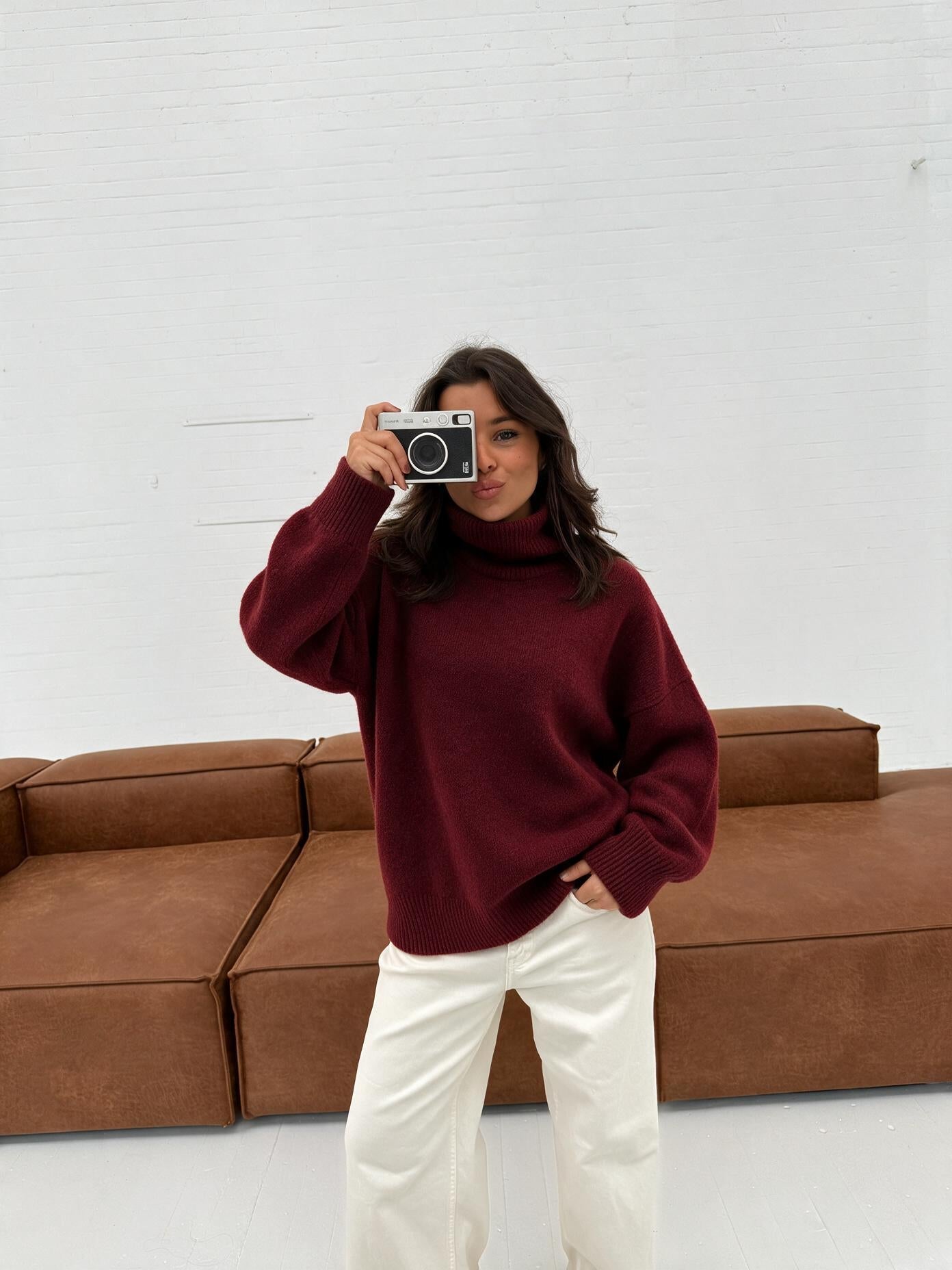 velmara-gen · maglia dolcevita-effetto-cashmere · Rosso · frontale · 1
