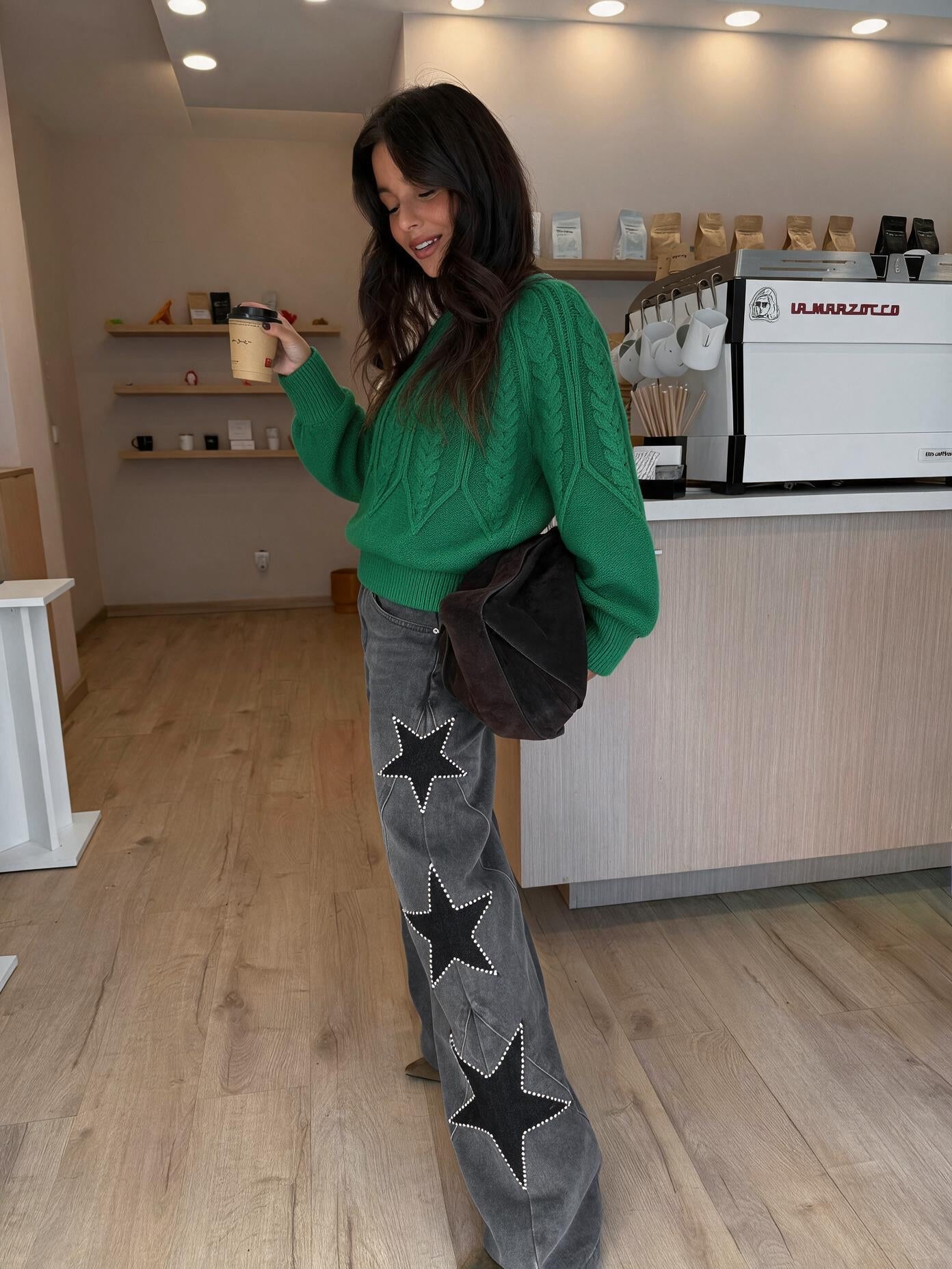 velmara-gen · maglione traforato all'uncinetto · Verde · frontale · 1
