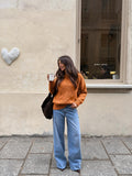 velmara-gen · maglione ampio a maglia spessa · Arancione · frontale · 1