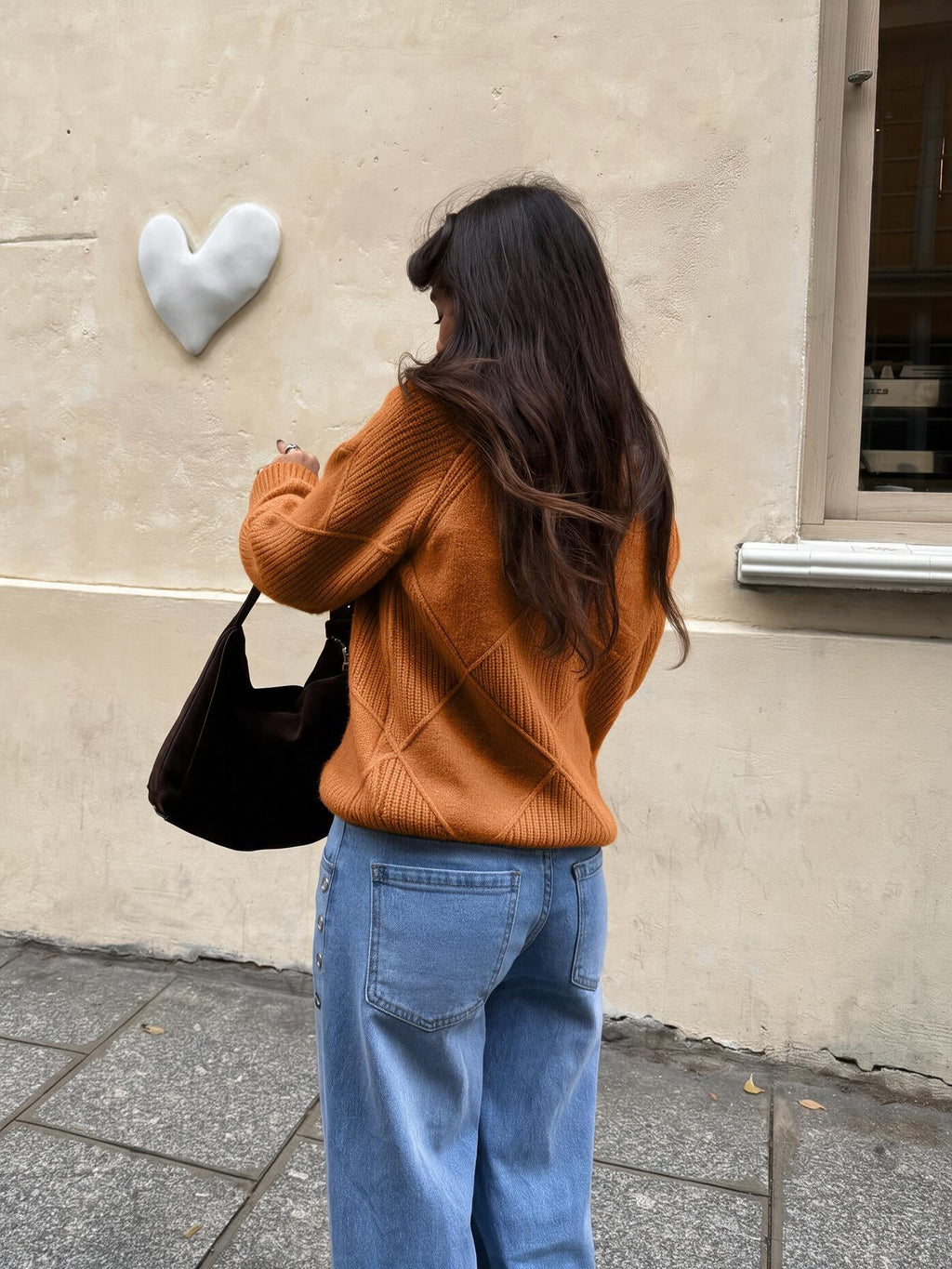 velmara-gen · maglione ampio a maglia spessa · Arancione · retro · 3