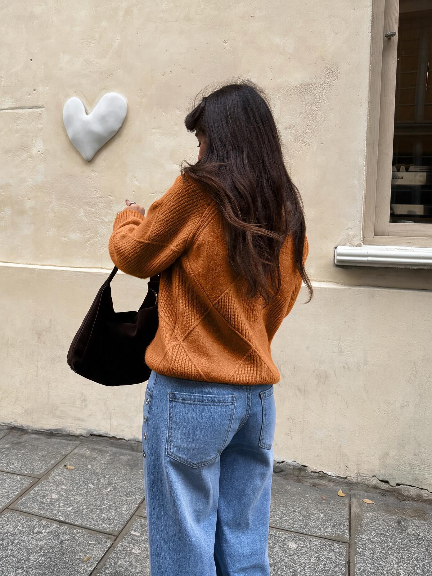 velmara-gen · maglione ampio a maglia spessa · Arancione · retro · 3