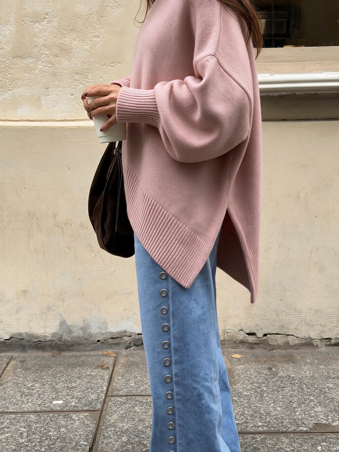 velmara-gen · maglione-a-maglia-morbida-taglio-semplice · Rosa · profilo · 2