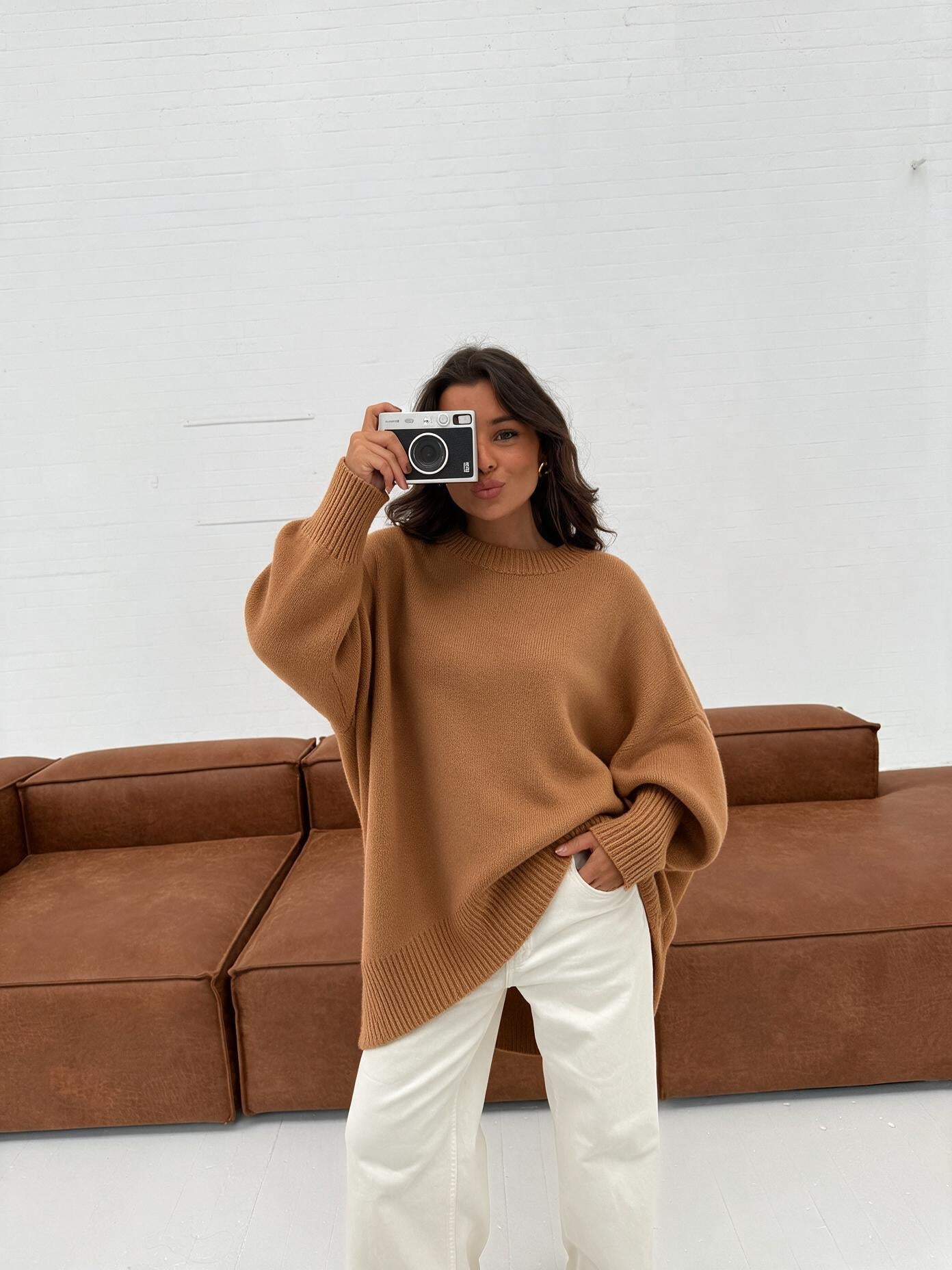 velmara-gen · maglione-in-misto-lana ben rifinito · Caffè · frontale · 1