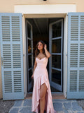 velmara-gen · abito a portafoglio con drappeggio lungo · Rosa cipria · frontale · 1