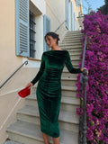 velmara-gen · abito midi dal taglio formale e aderente · Verde · frontale · 1