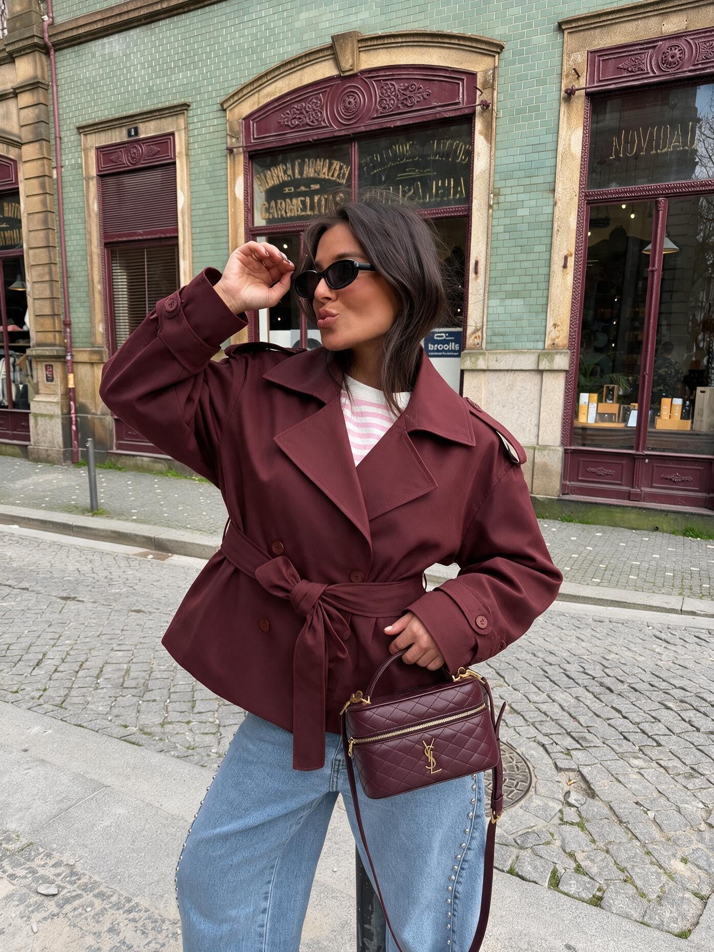 velmara-gen · trench doppiopetto con revers ampio · Rosso · frontale · 1