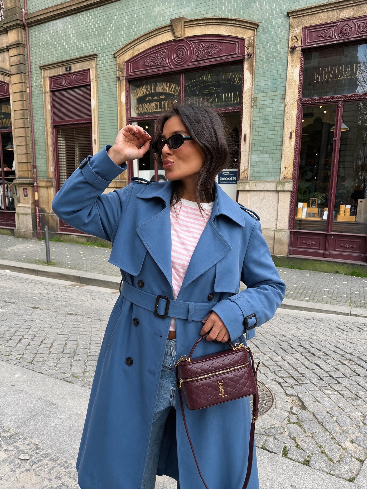 velmara-gen · trench-cintura-lunga-interno-caldo · Blu · frontale · 1